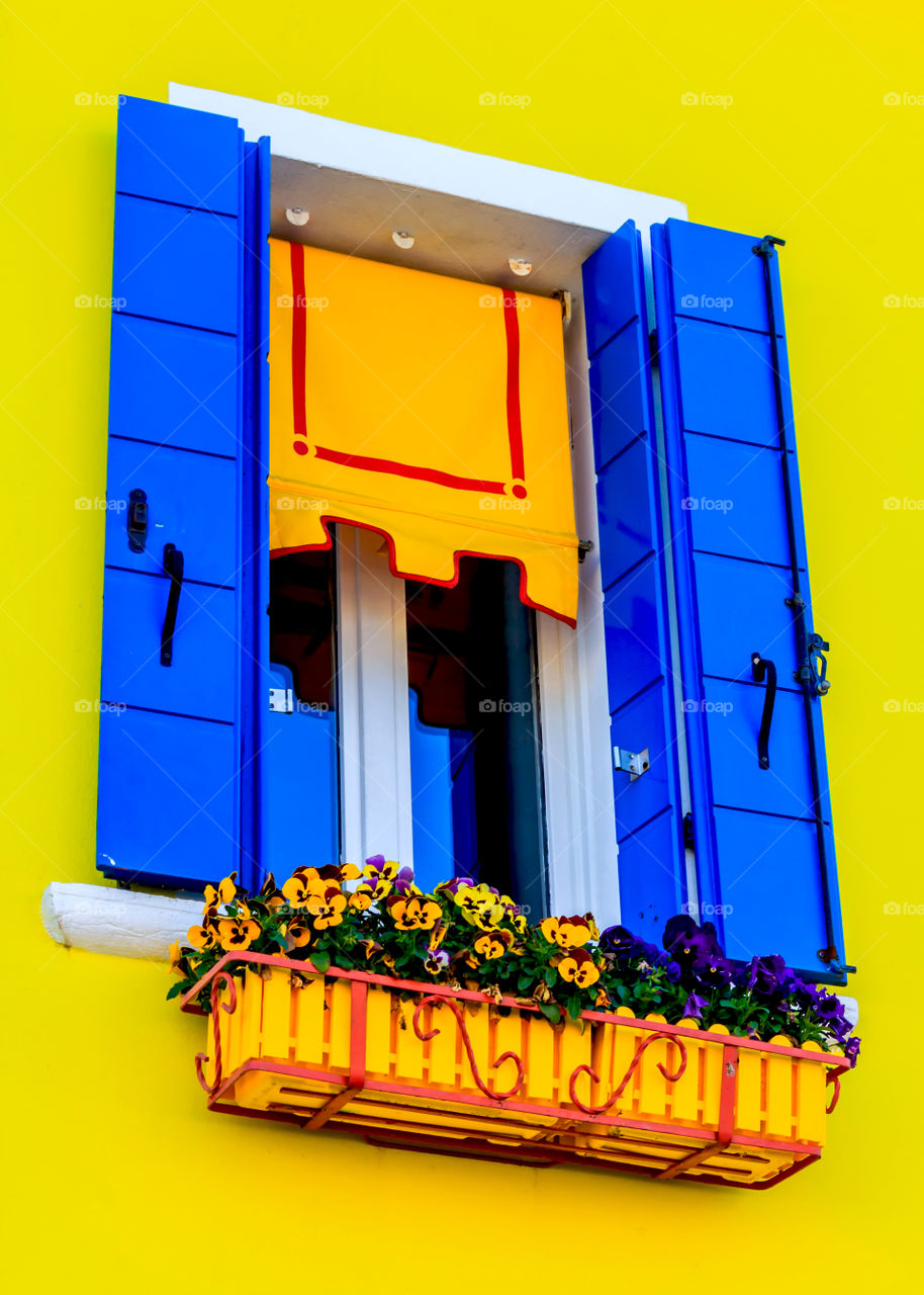 Beautiful windows . Beautiful windows in Burano, Venice, Italy 