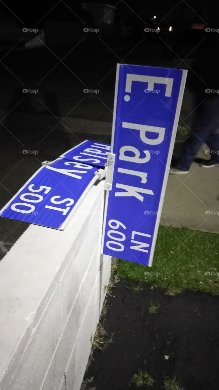 street sign damaged