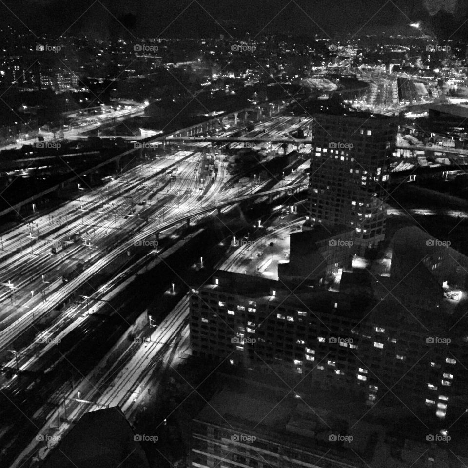 all of the lights, zurich. view from the prime tower in zurich, switzerland