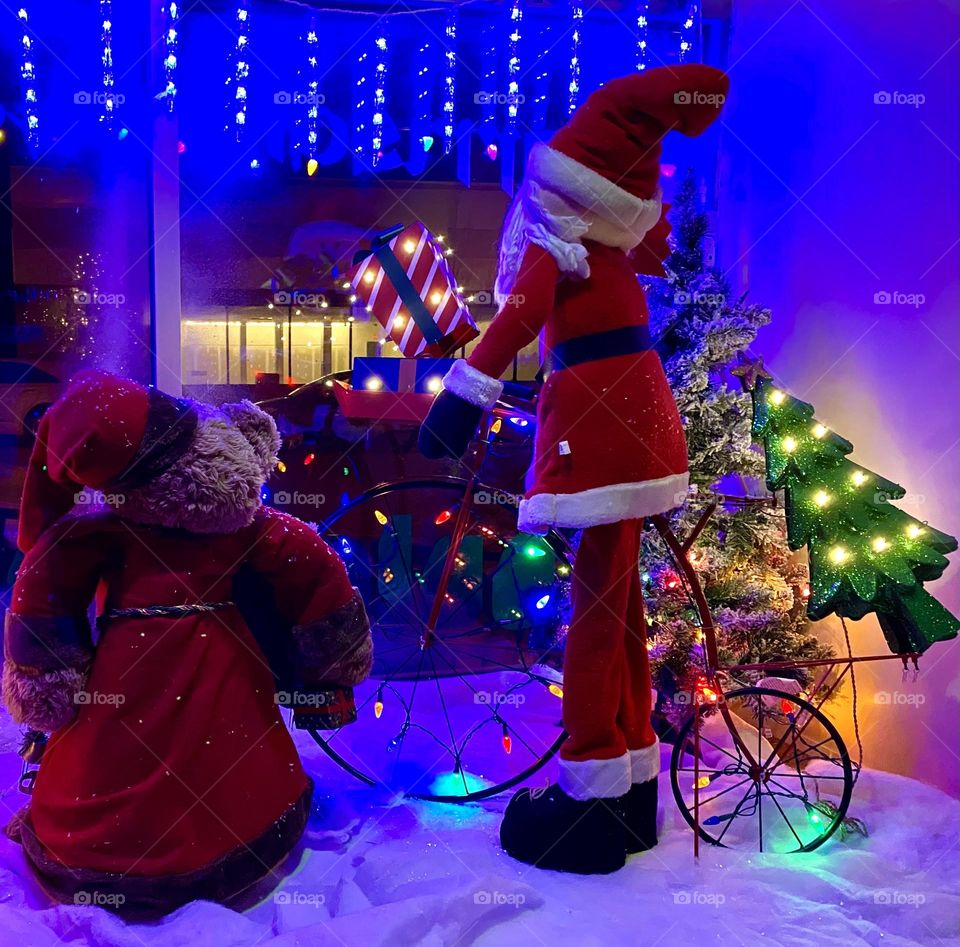 Christmas display Santa and helper