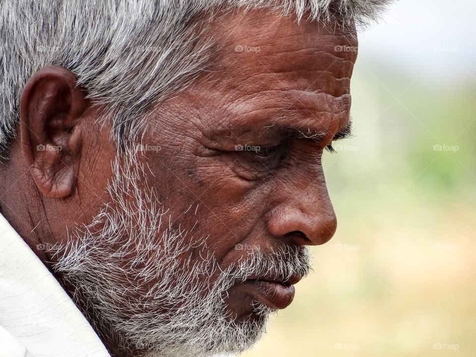 Side view of an senior indian man