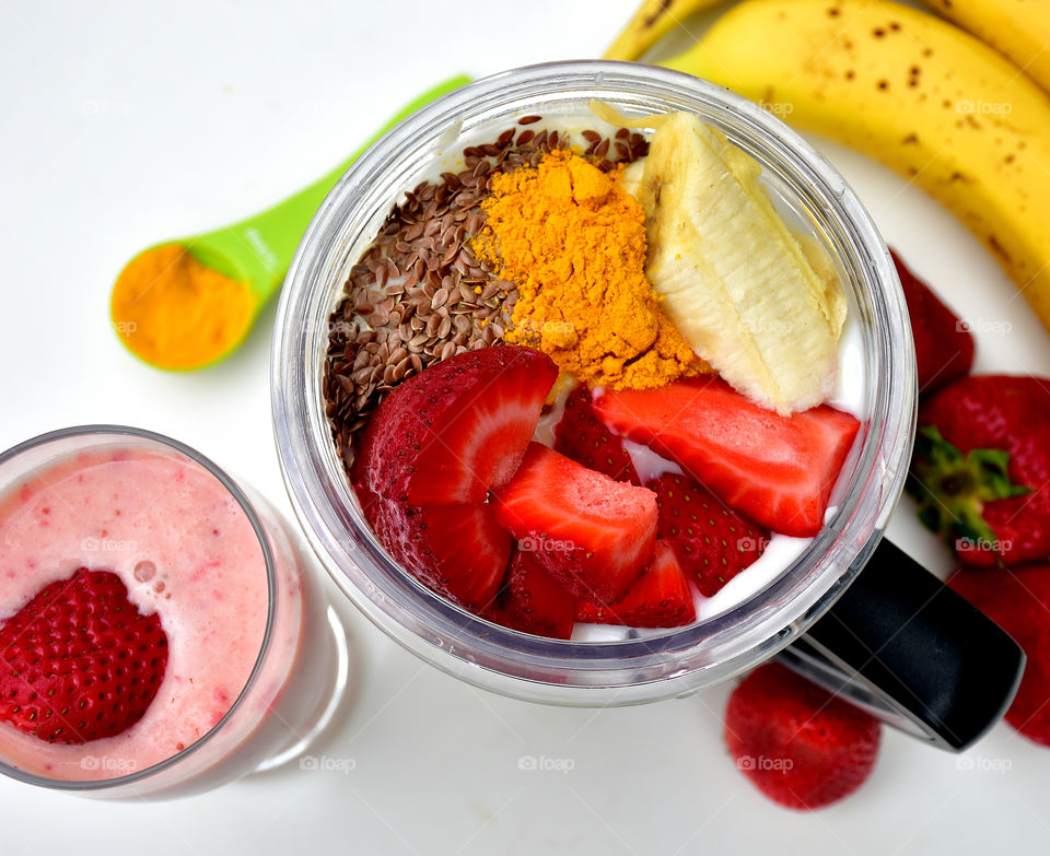 Strawberry smoothie in glass