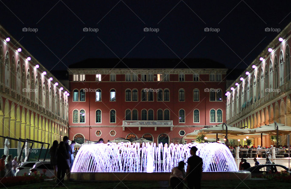 Pròkurative - officially called Republic Square in Split city, Croatia, ia open only on the south side. Neo-renaissance buildings surrounding the square on three sides and it is stage for cultural events.