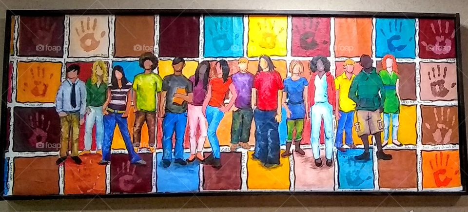 Art picture of young people in color