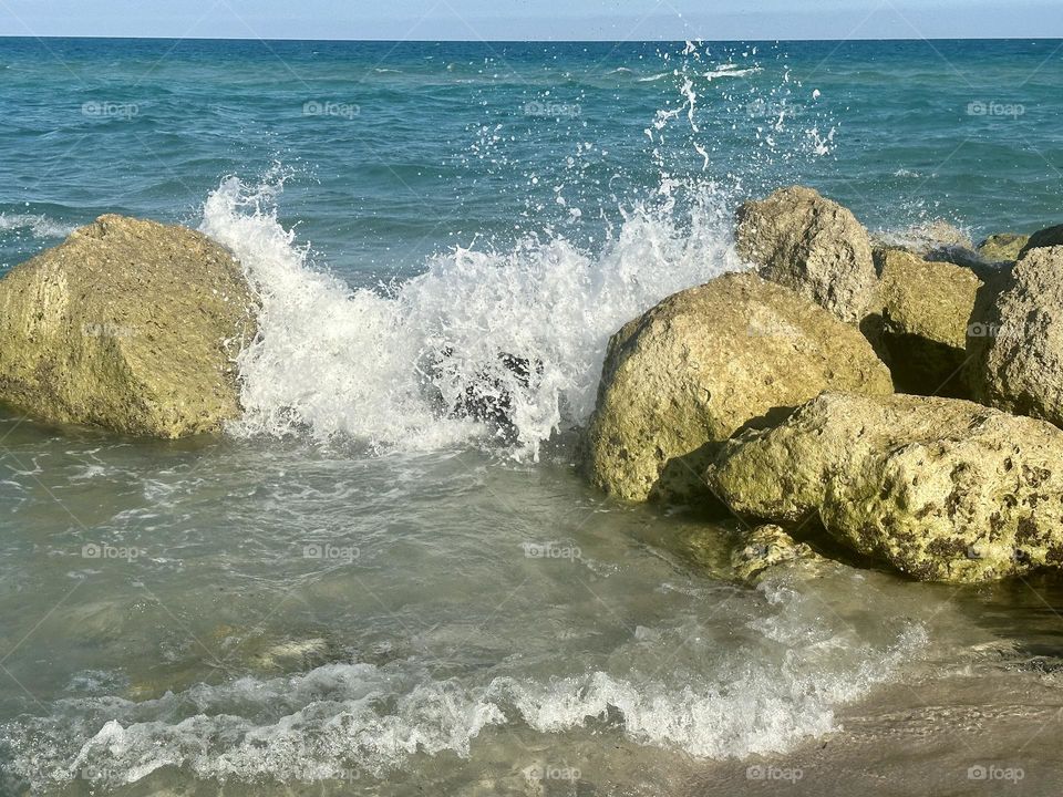 Mar, playa, piedras, agua,