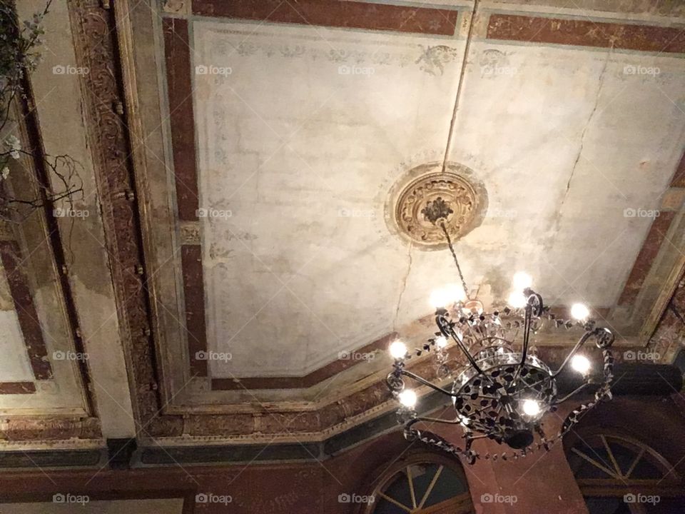 Ceiling of a very old bar. 