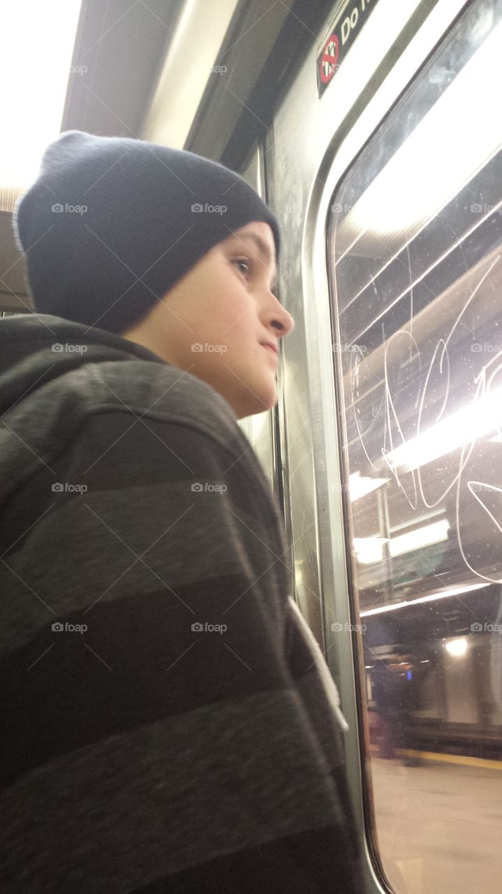 Boy Riding NYC Subway!!