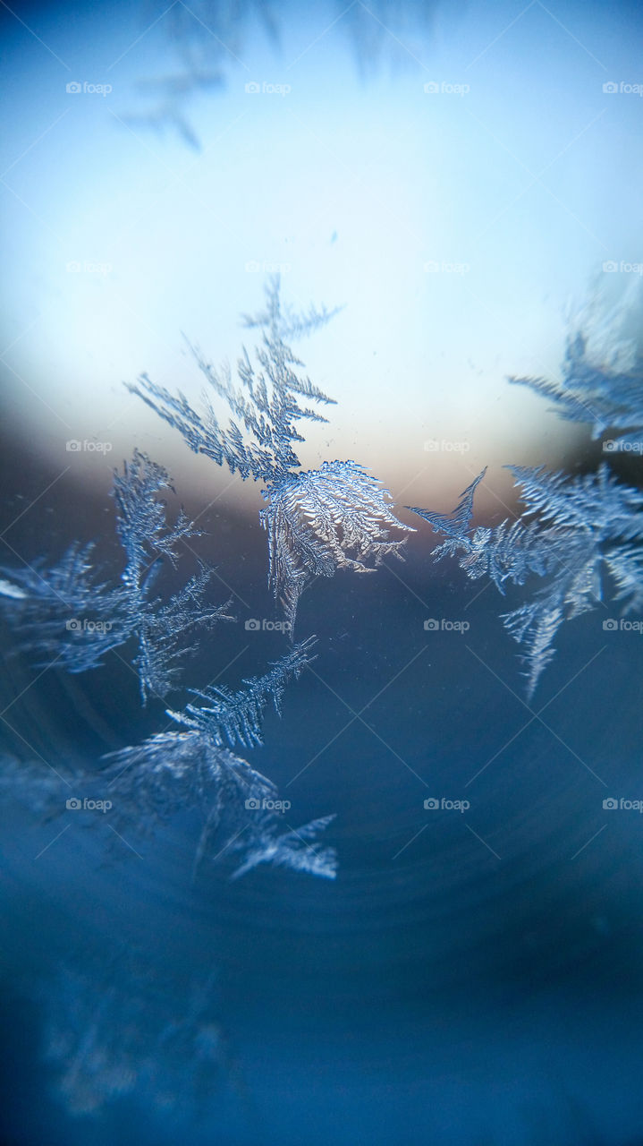 Close up of frost on a window