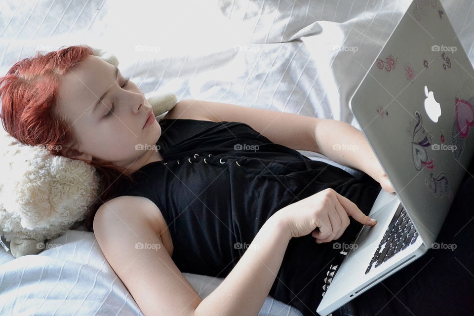 Girl using her computer