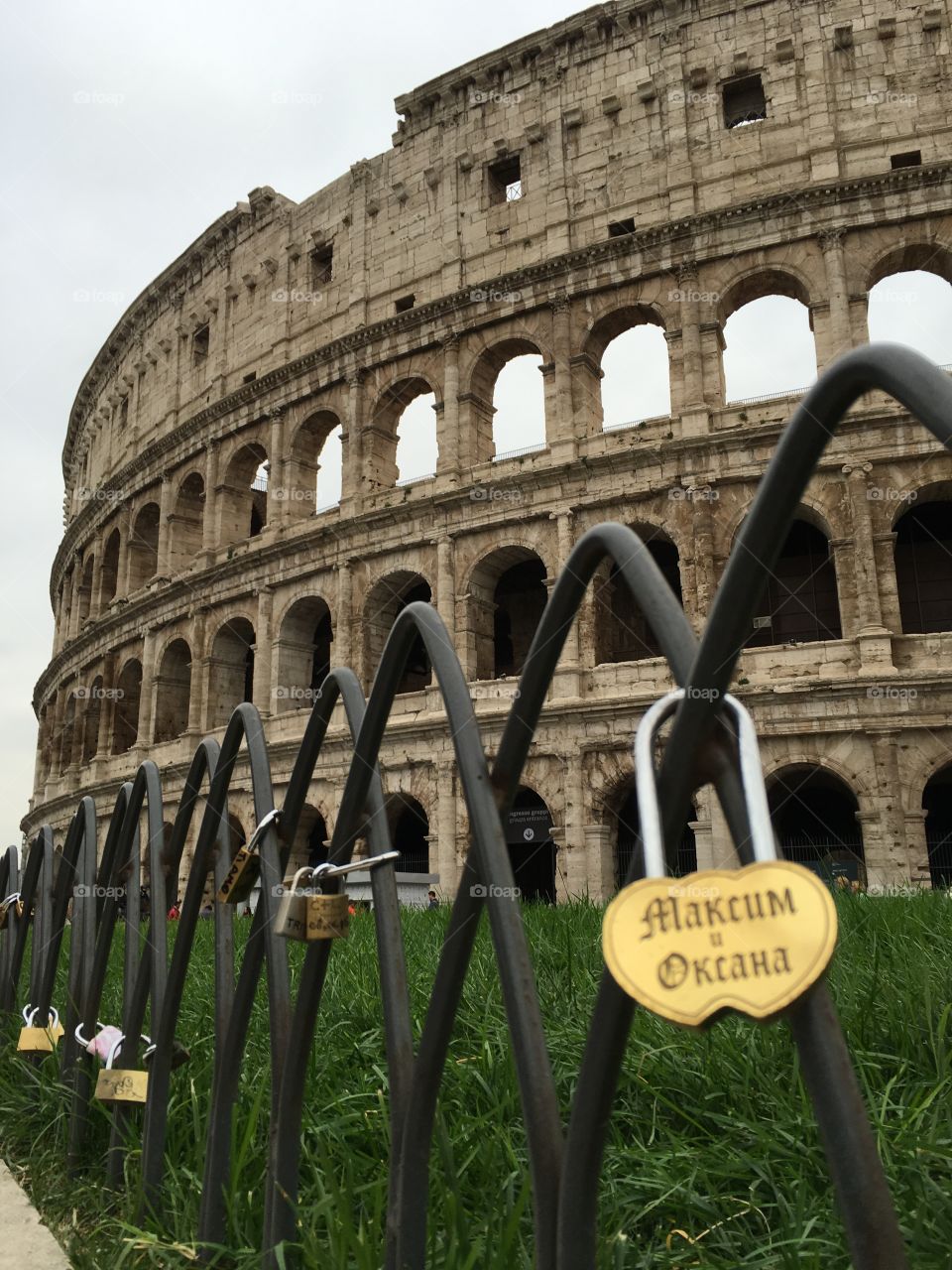 Love padlock front of the Colosseum, Rome,Italy