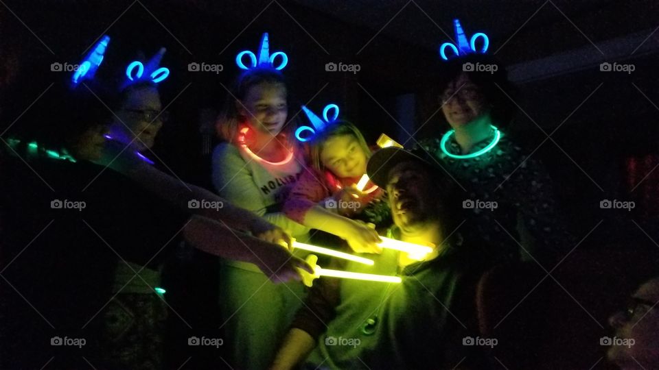 The B squad glow stick dance party