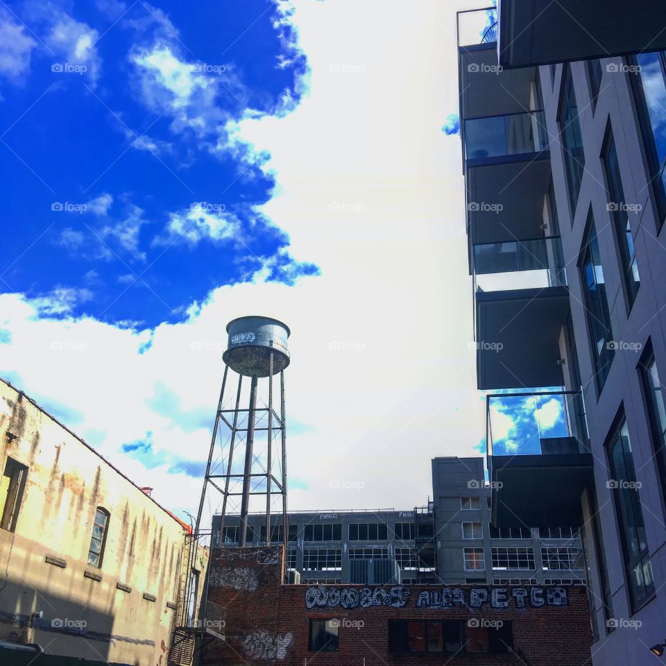 Water Tower and Clouds in NYC 
