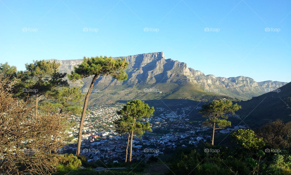 Table mountain, Cape Town, later afternoon on a clear day.