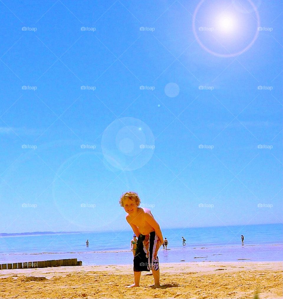 Posing on the sand.