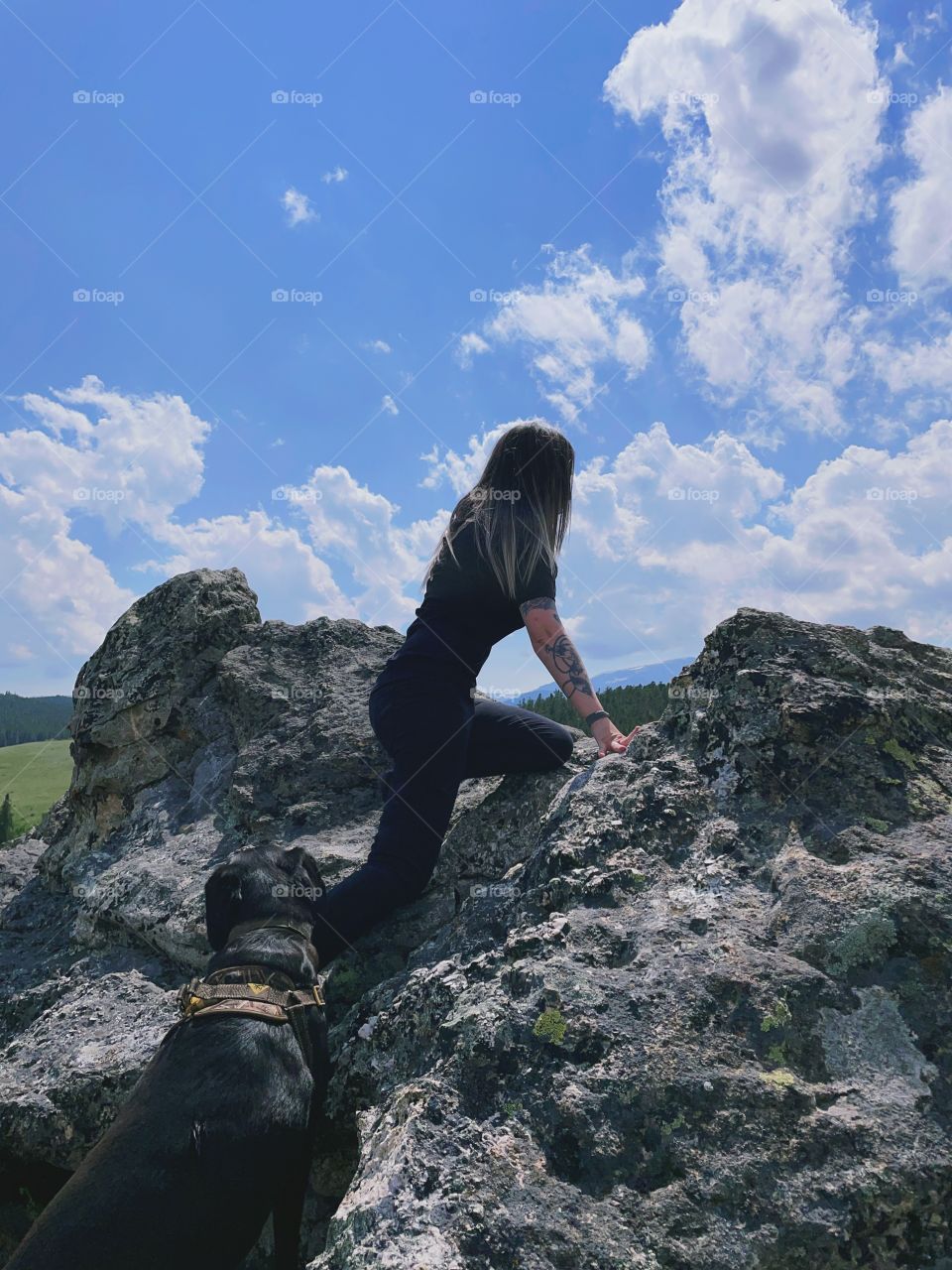 Self selfie climbing rock sky mountain side girl woman