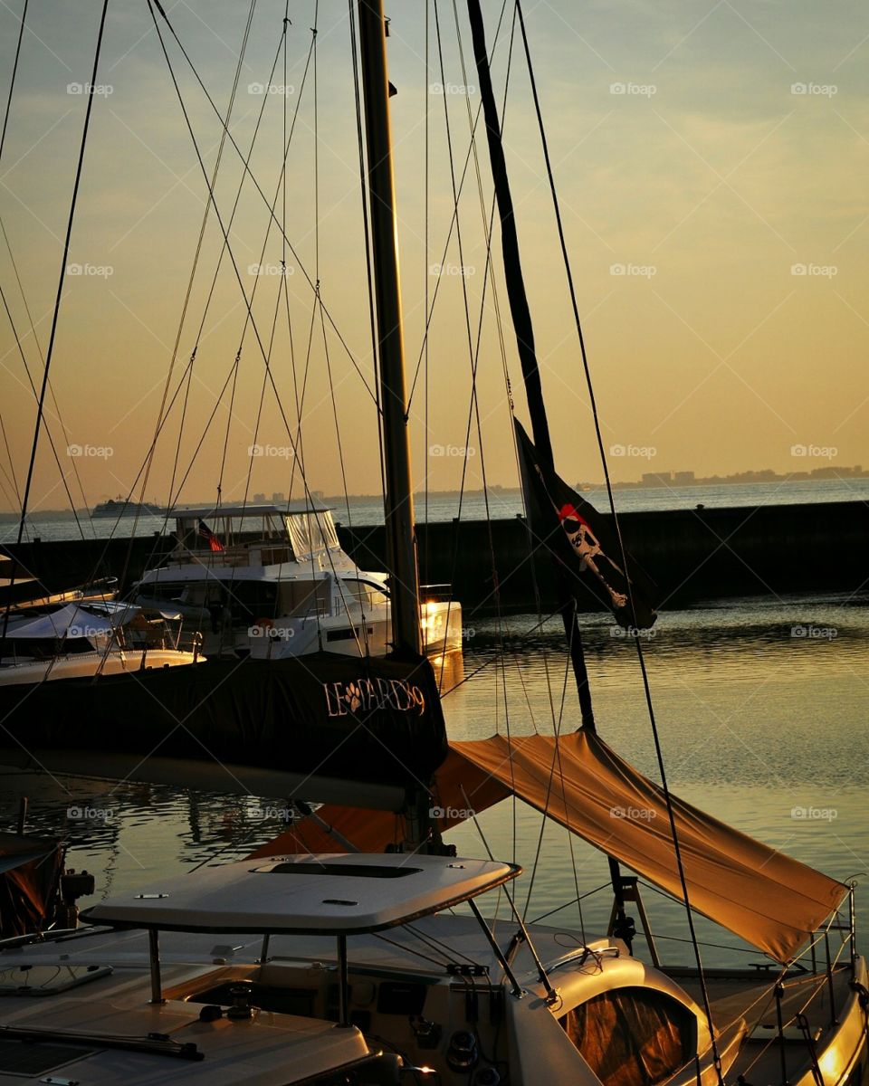 Sunrise and boats
