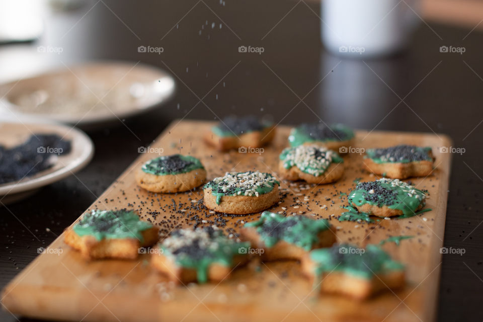 Cooking cookies with kids at home