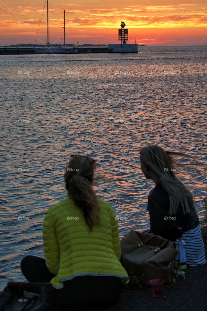 Girls enjoying sunset