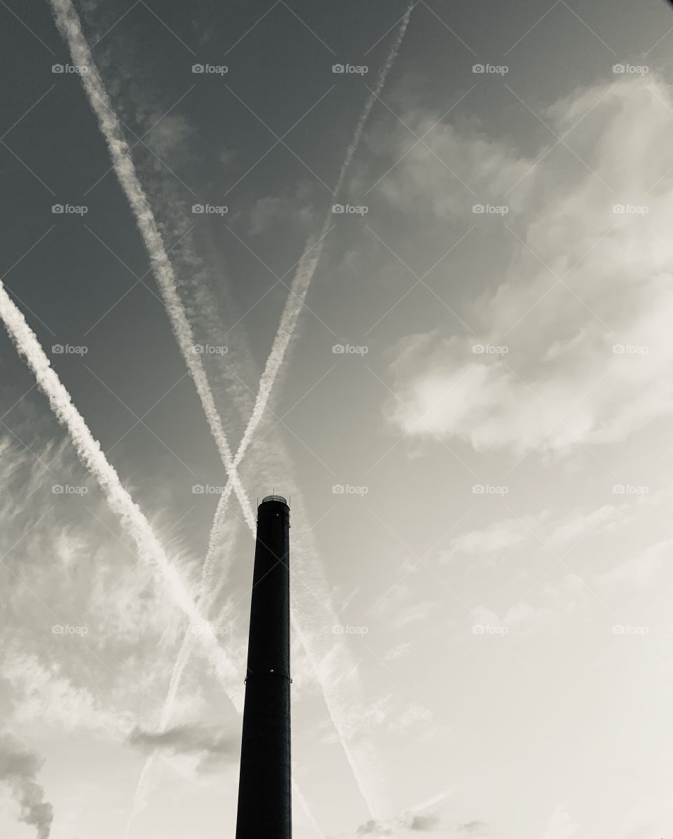 Sky and tower smoke stack