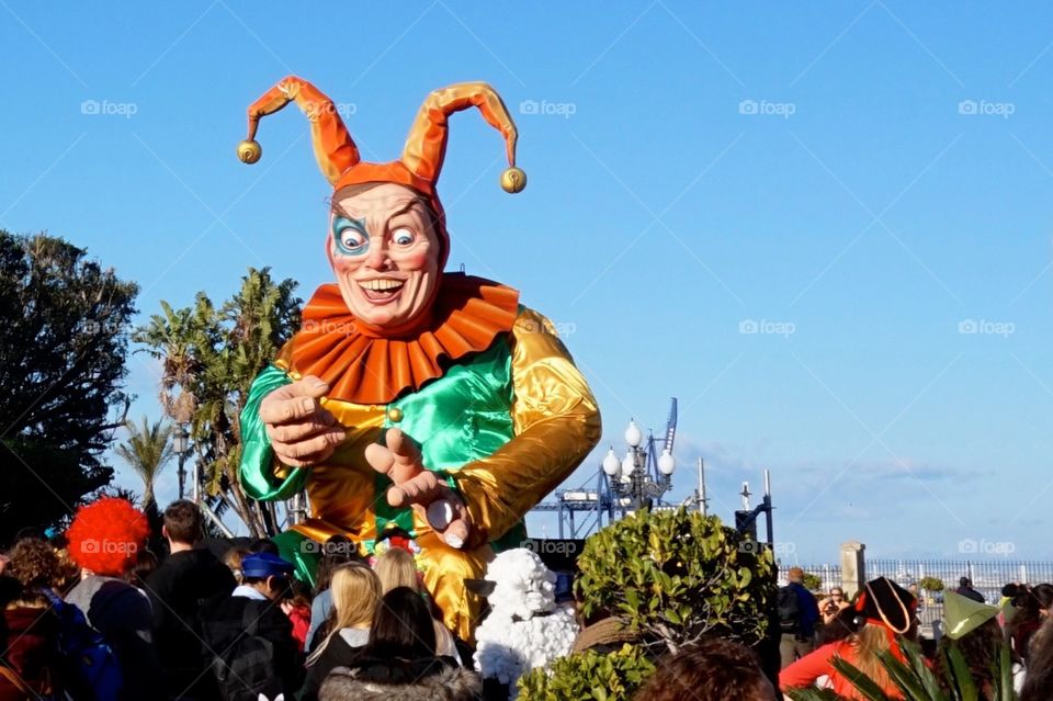 Giant clown in Cádiz during Carnival, Spain 