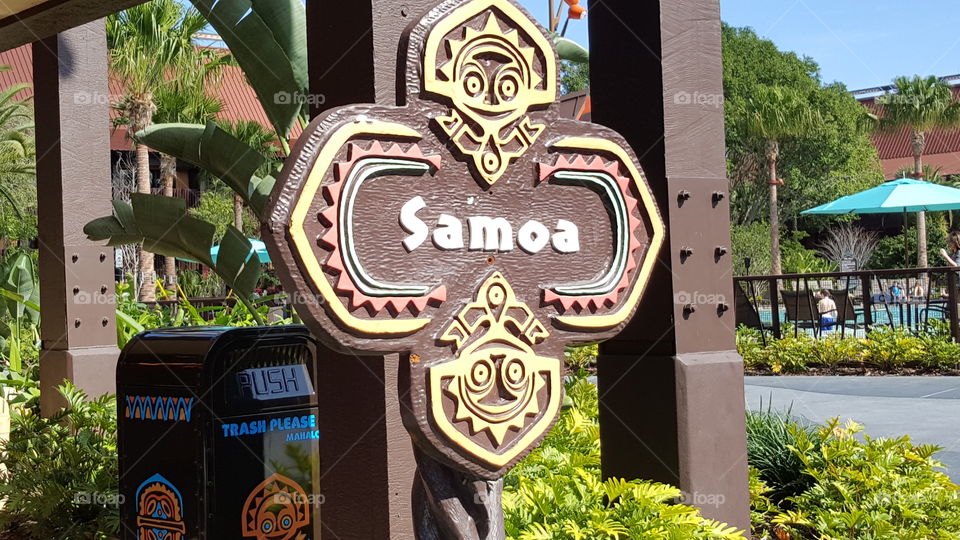 The entrance to the Samoa building at the Polynesian Village Resort at the Walt Disney World Resort in Orlando, Florida.