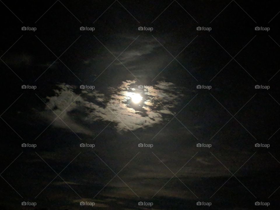 full moon and clouds