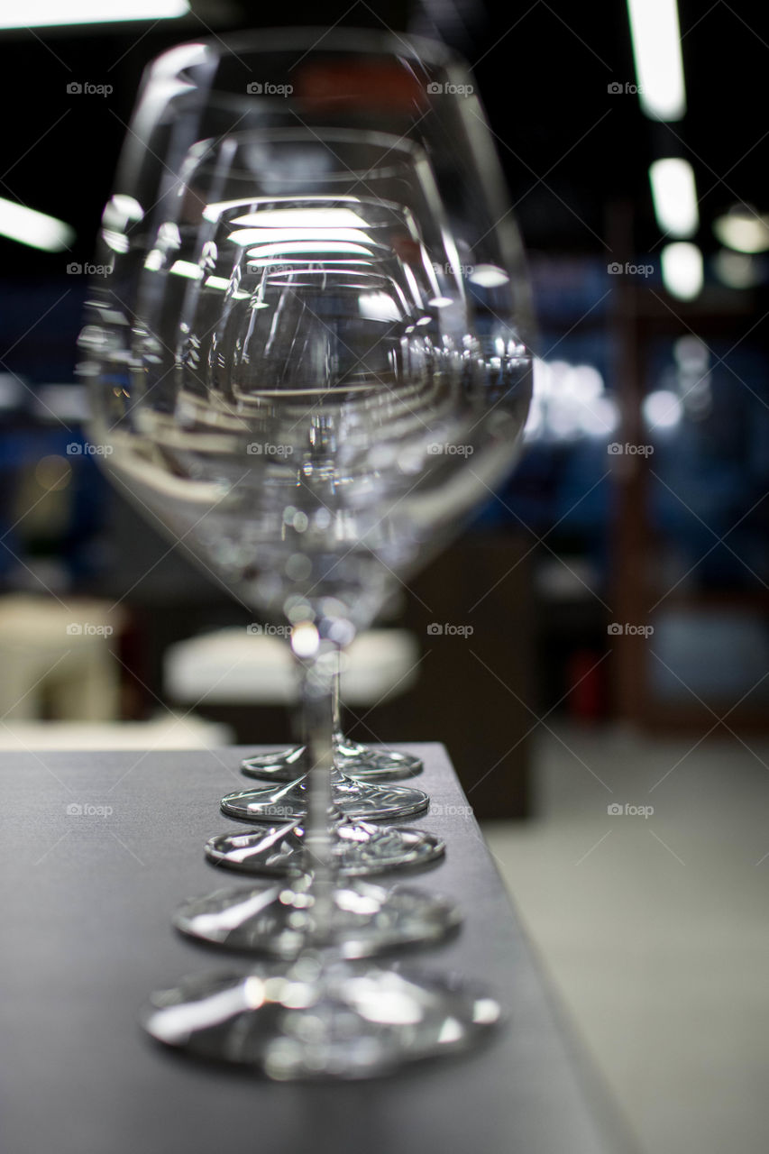 wine glasses series . some wine glasses at a wine store