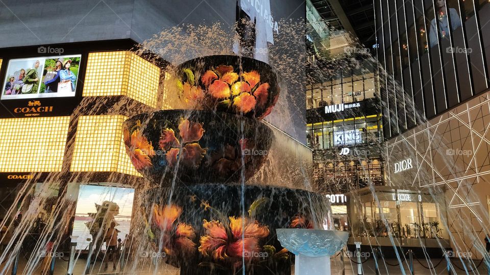 Artificial fountain in the street of Kuala Lumpur Malaysia