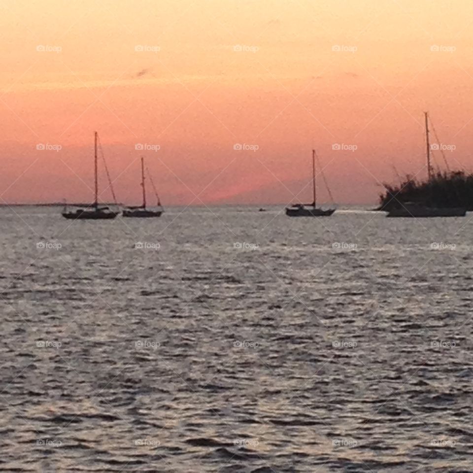 Sunset sailing. Sailing off Key West