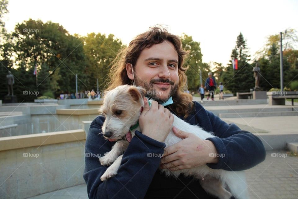 Portrait and a dog