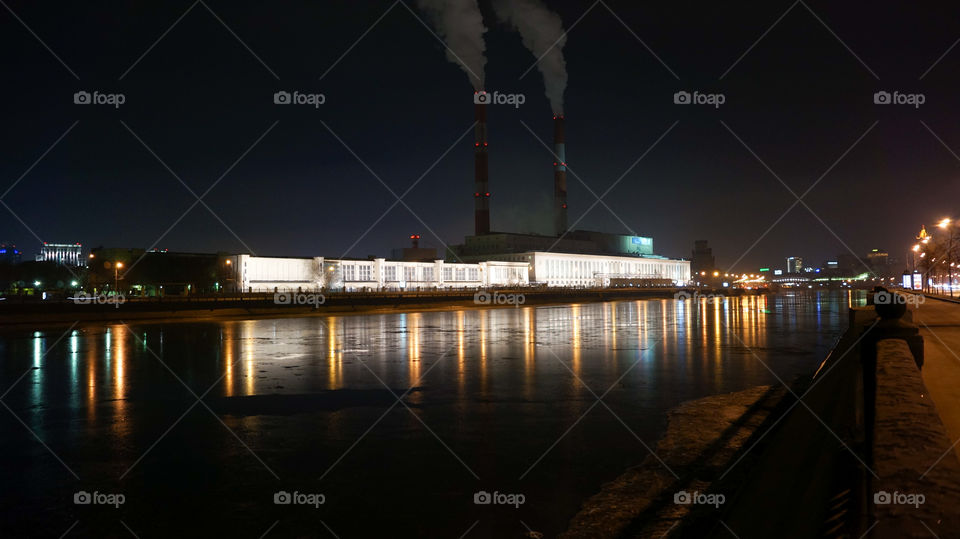 night Moscow city view