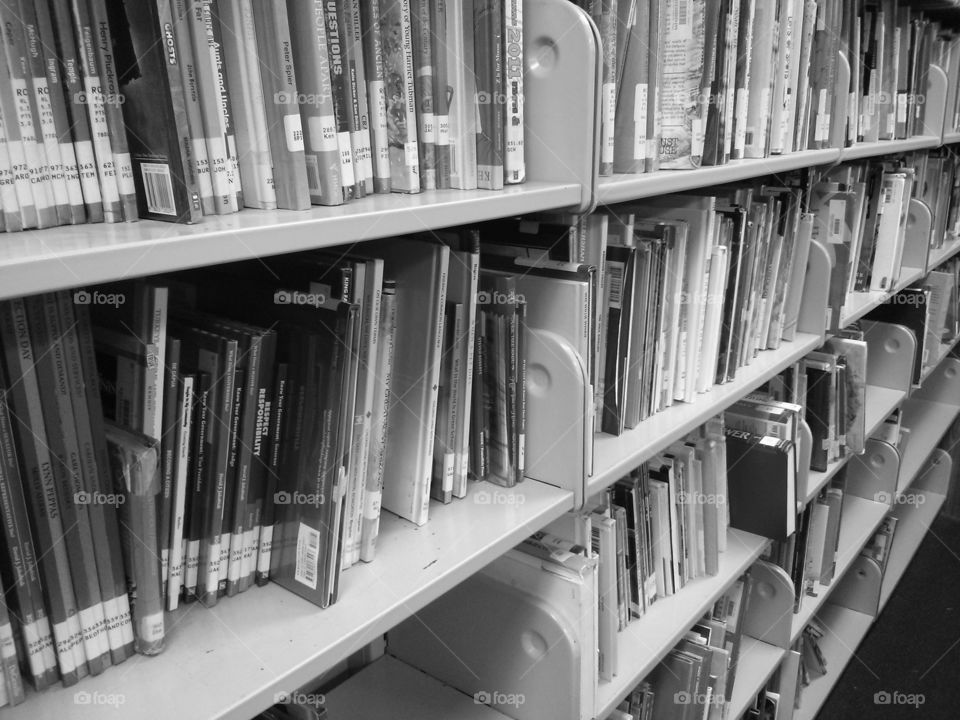 Books. Library books in black amd white