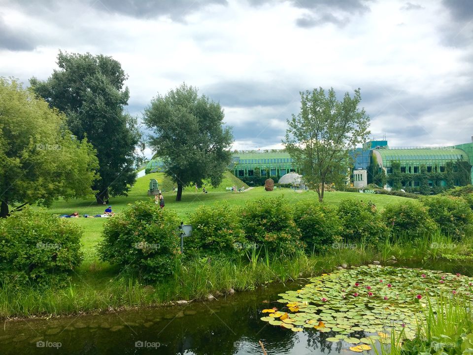 Garden next to the library of the university of Warsaw