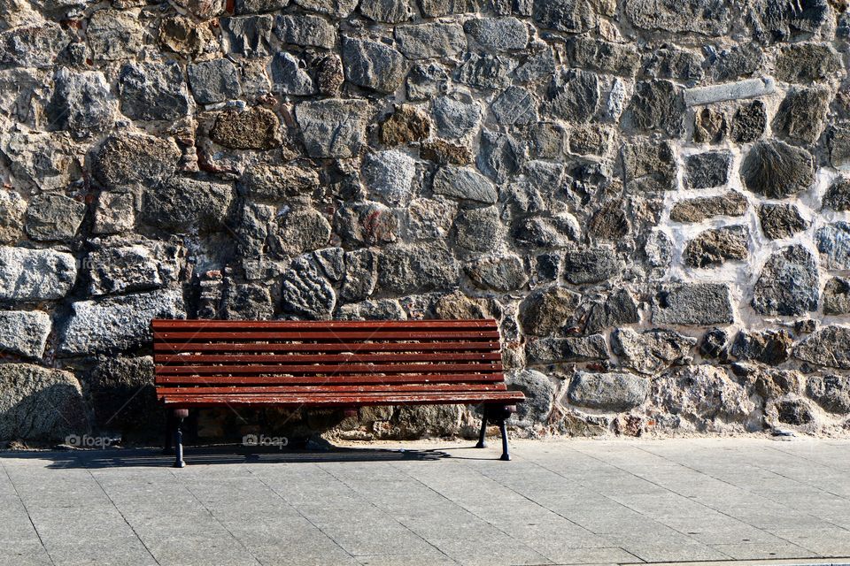 Close-up of wooden bench