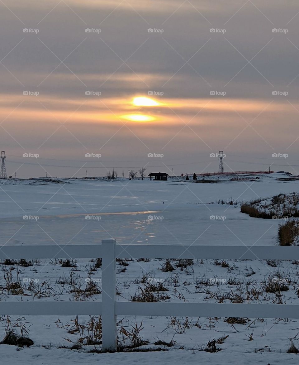 Winter evening in the country