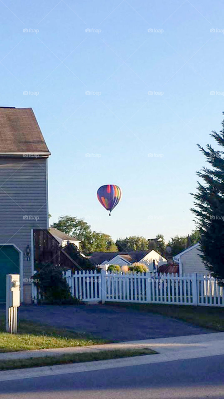 hot air balloon. hot air balloon just floating thru my neighborhood
