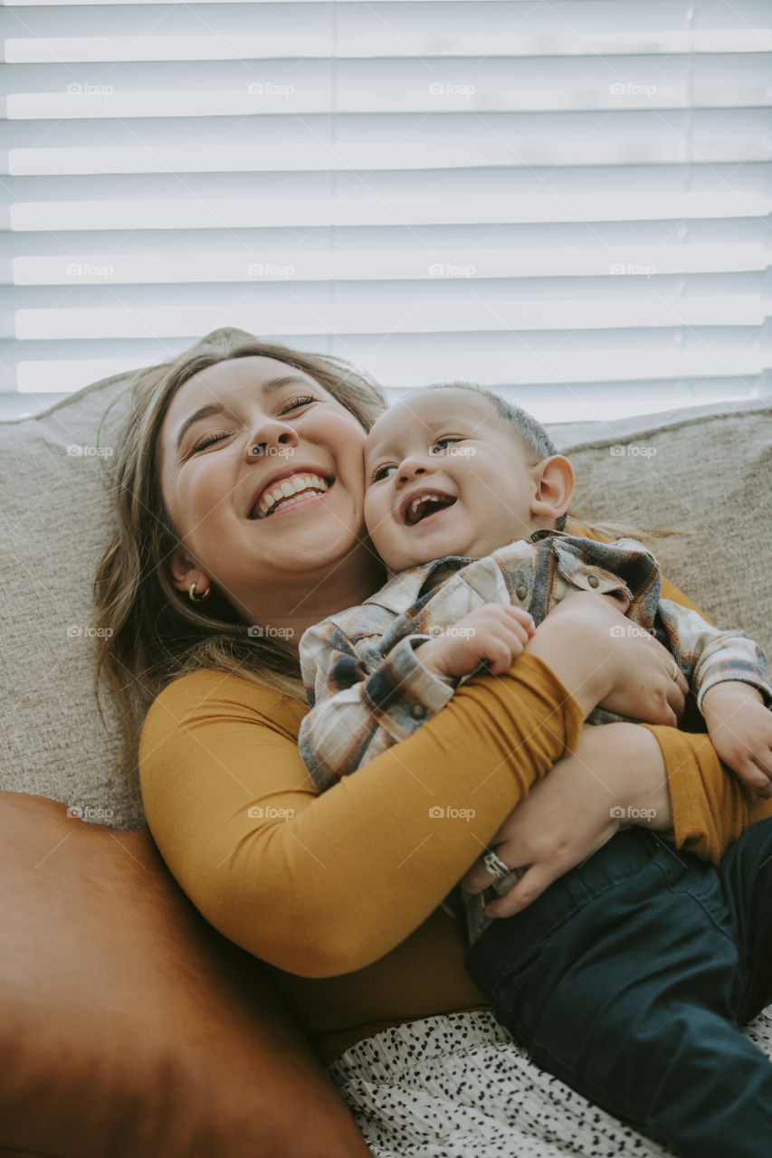 Happy mother and son 