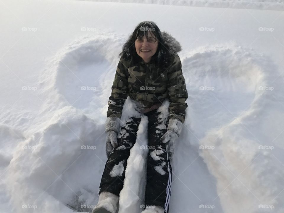 Making snow angels 