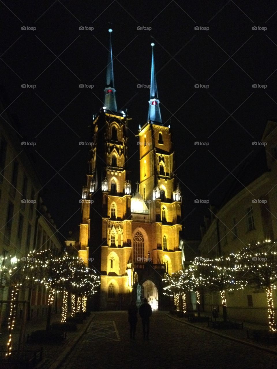 Cathedra Wroclaw night view
