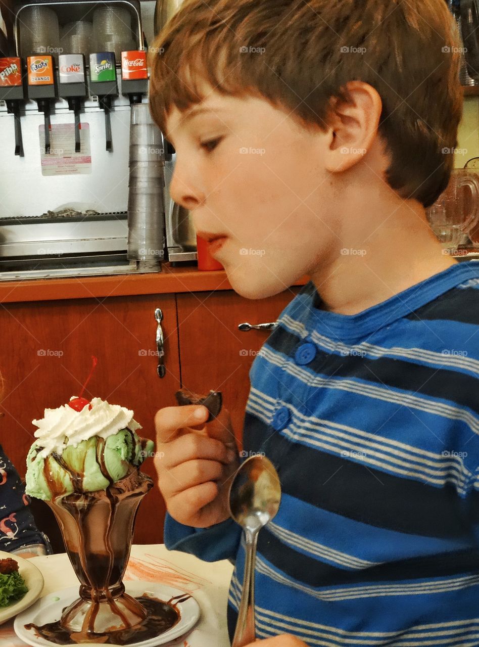 Boy Eating Ice Cream