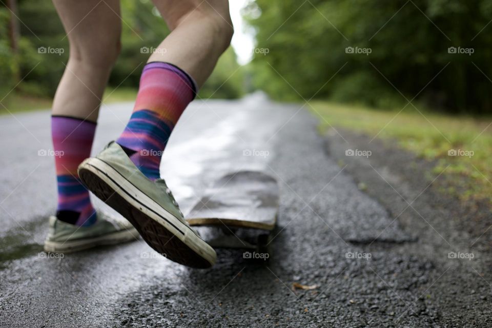 The rain just creates a glimmering world that’s ready to be explored; Ready to skateboard as the sun comes out on a rainy day