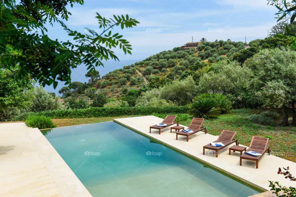 Privat pool at luxury villa in Italy.