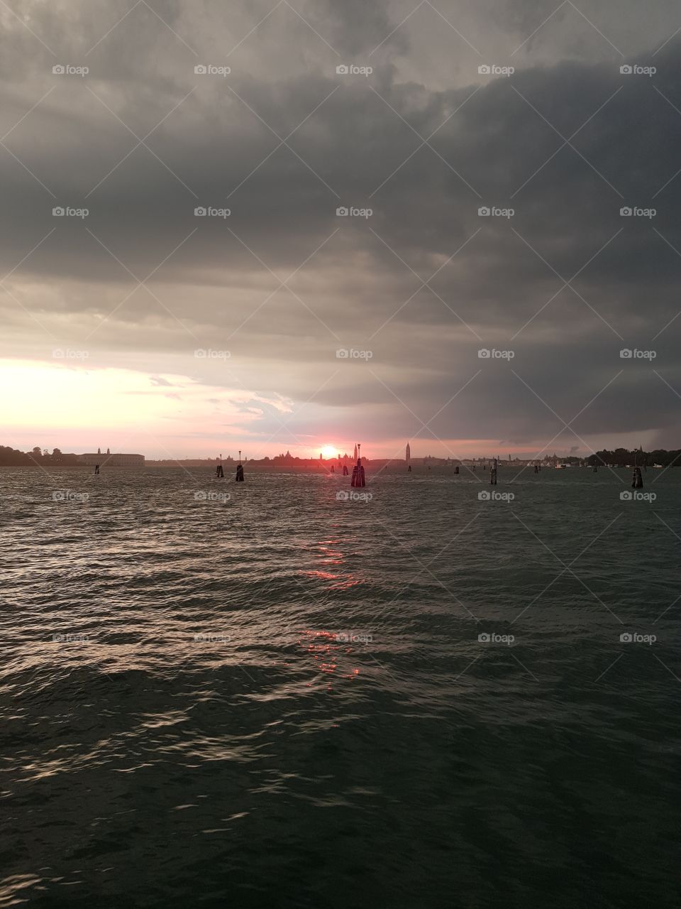 the beautiful sunset in Venice, very romantic and passionate, the city of love, perfect for valentines day and for couoles who fall in love. this is Venezia!