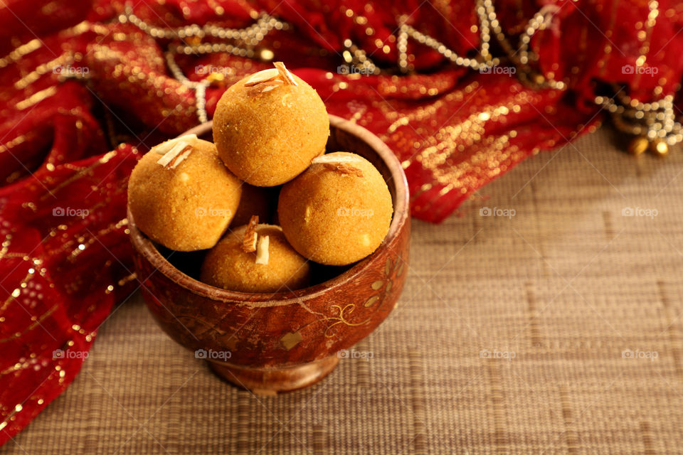 Indian sweet / dessert made up with gram flour with traditional settings