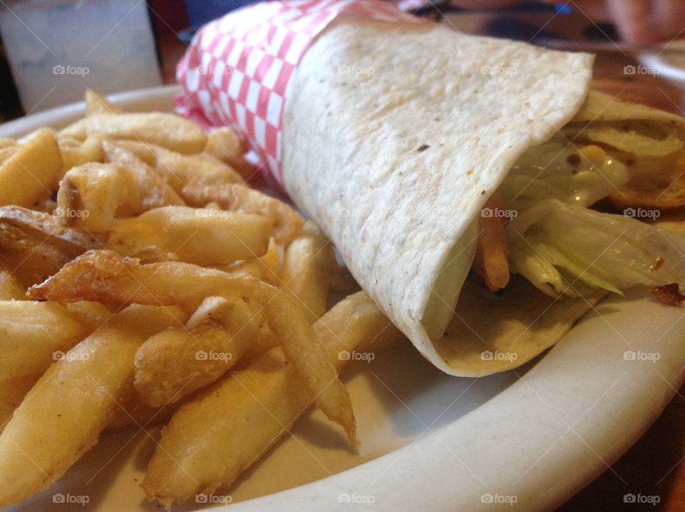 Lunch. A chicken wrap from The Rodeo Steakhouse in Tillamook Oregon. A great place with some great food.