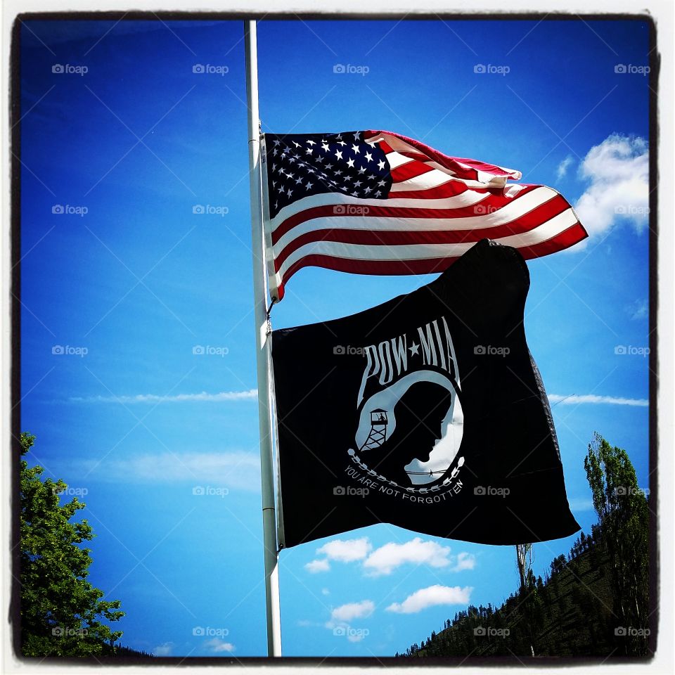 Red, white and blue POW