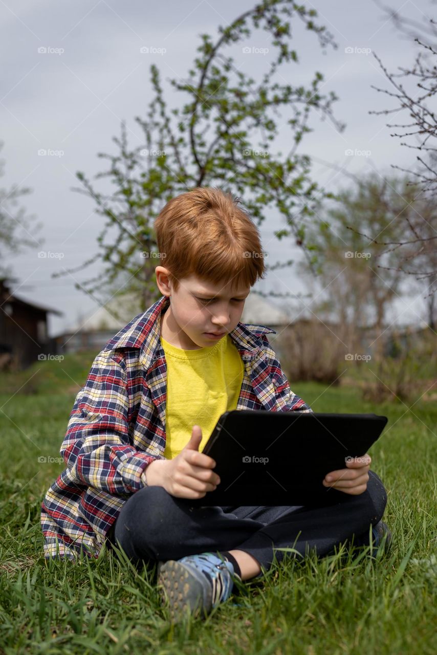 Boy playing video game 