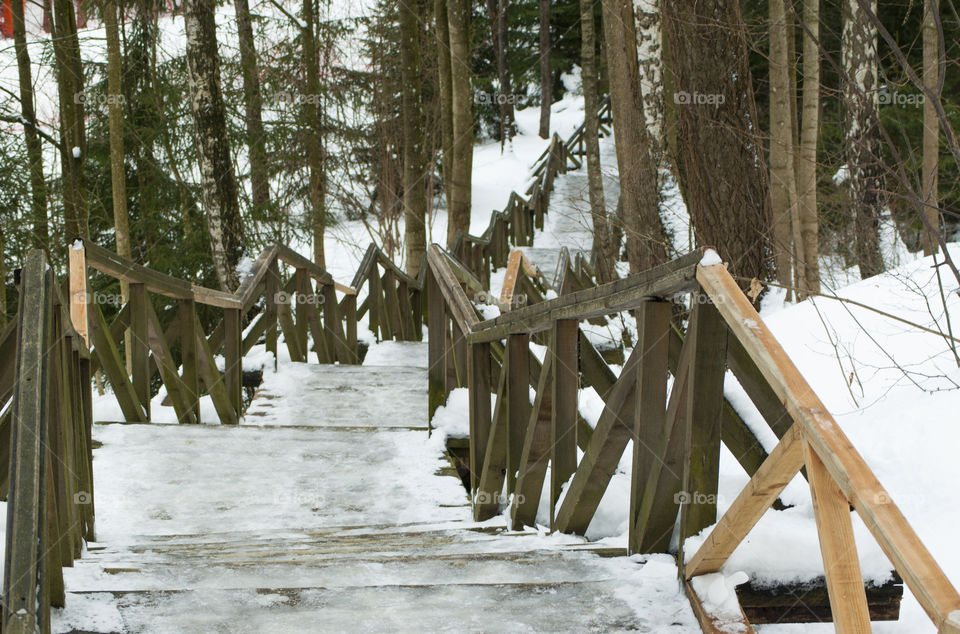 wooden bridge in the mountain