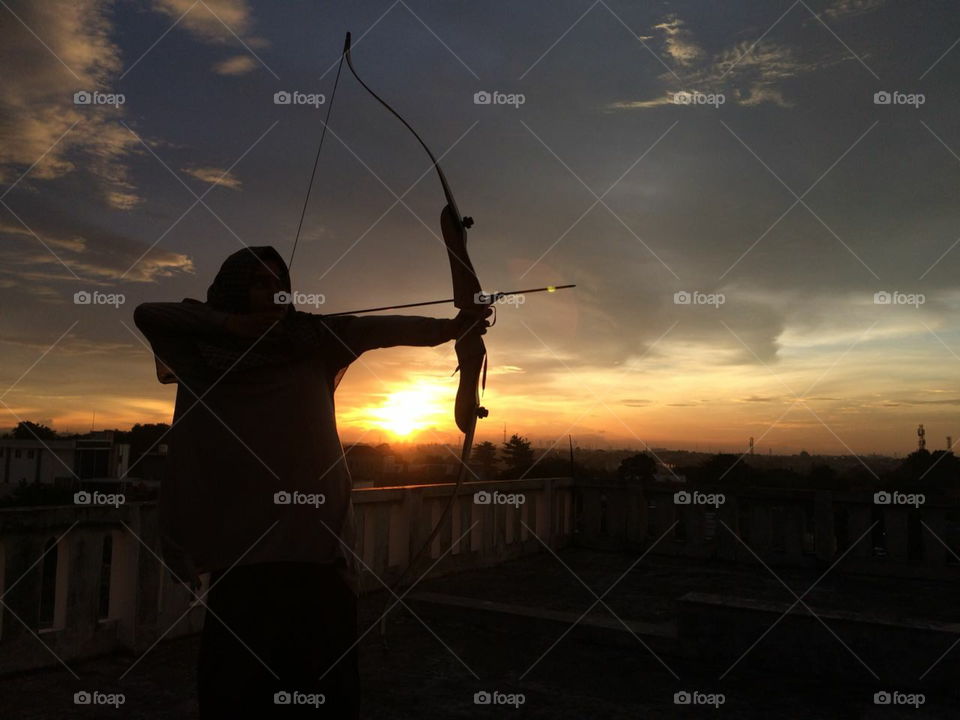 Archery Silhoutte with the beautiful sunset