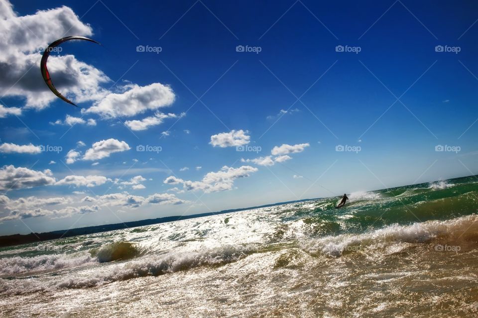 Windsurfing on the lake